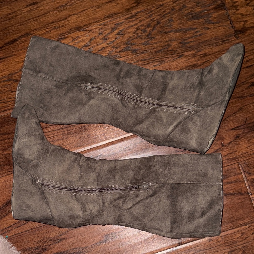 Mia Renee Stylish Womens Charcoal Gray Suede Wedge Boots Highheel Tall Boots 8.5 - Picture 6 of 6